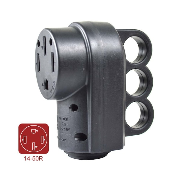 Superior Electric 50 AMP RV Receptacle NEMA 14-50R with Handle - ETL Approved - RVA1596