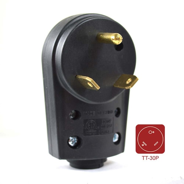 Superior Electric 30 AMP RV Plug NEMA TT-30P with Handle - ETL Approved - RVA1593
