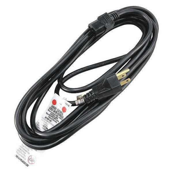 Zoro Select Power Cord, 5-15P, SJT, 15 ft., Blk, 15A, 14/3 - 5XFN0ID