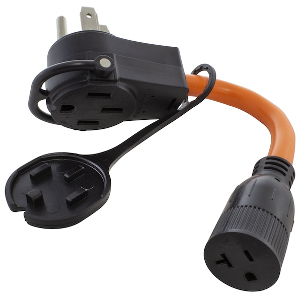 Ac Works 1FT 50 Amp 14-50 Piggy-Back Plug to Household 15/20 Amp Connector Adapter Cord - PB1450520