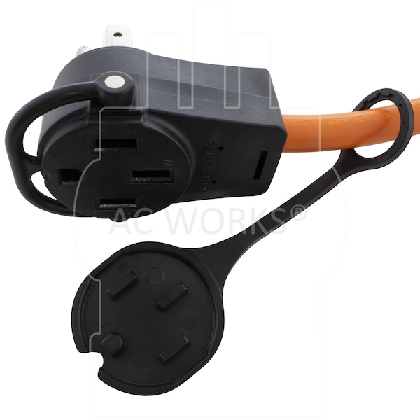 Ac Works 1FT 50 Amp 14-50 Piggy-Back Plug to Household 15/20 Amp Connector Adapter Cord - PB1450520