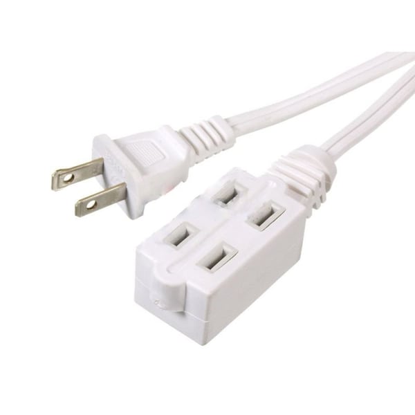 American Imaginations Extension Cord, Indoor, 3 Outlets, White, Plastic, 177.17 in - AI-37243