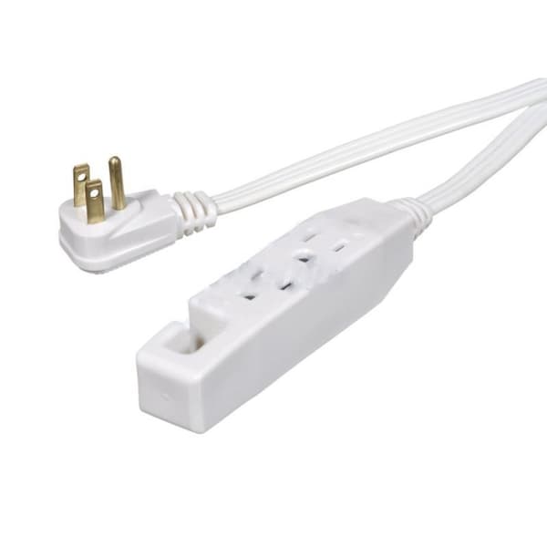 American Imaginations Extension Cord, Indoor, 3 Outlets, White, Plastic, 118.1 in - AI-37238