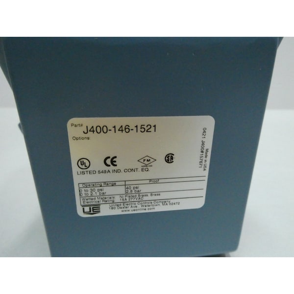 Interruptor de presión Ue United Electric de 0-30 PSI 277V-AC - J400-146-1521