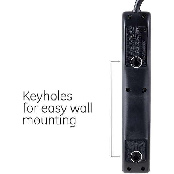 Ge GE 6-Outlet Power Strip, 7ft Cord, Black - 37816