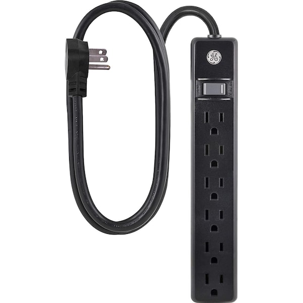 Ge GE 6-Outlet Power Strip, 7ft Cord, Black - 37816