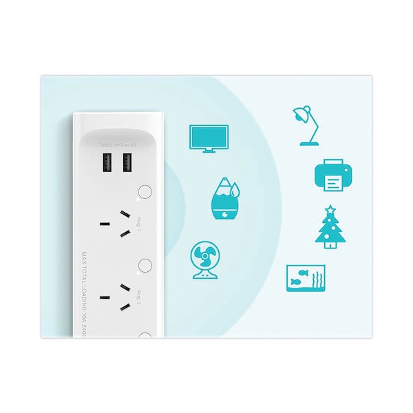 Tp-Link Kasa Smart WiFi 3-Outlet Power Strip, 3 AC Outlets/2 USB Ports, White - KP303