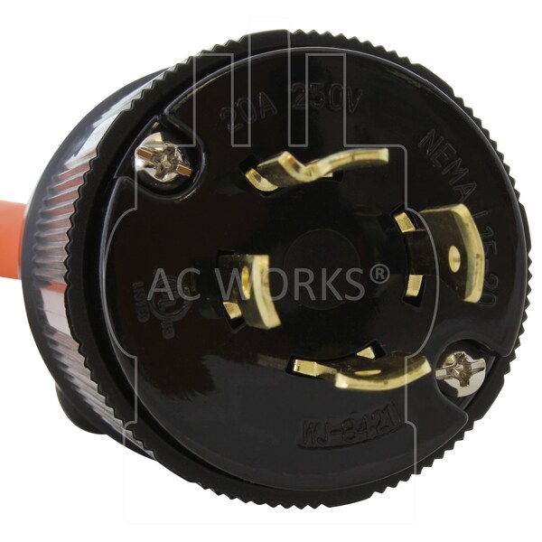 Ac Works 1.5FT 4-Prong 3-Phase 20A 250V L15-20 Plug to NEMA 6-50R Welder Adapter - WDL1520650-018