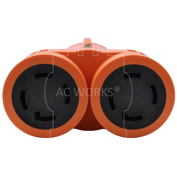 Ac Works L14-30P 30A 125/250V 4-Prong Plug to 2 30A L14-30R Generator Adapter - ADVL1430L1430