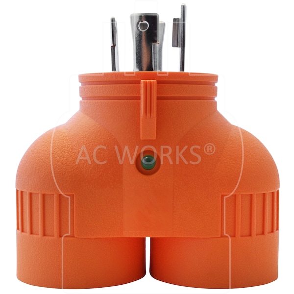 Ac Works L14-30P 30A 125/250V 4-Prong Plug to 2 30A L14-30R Generator Adapter - ADVL1430L1430