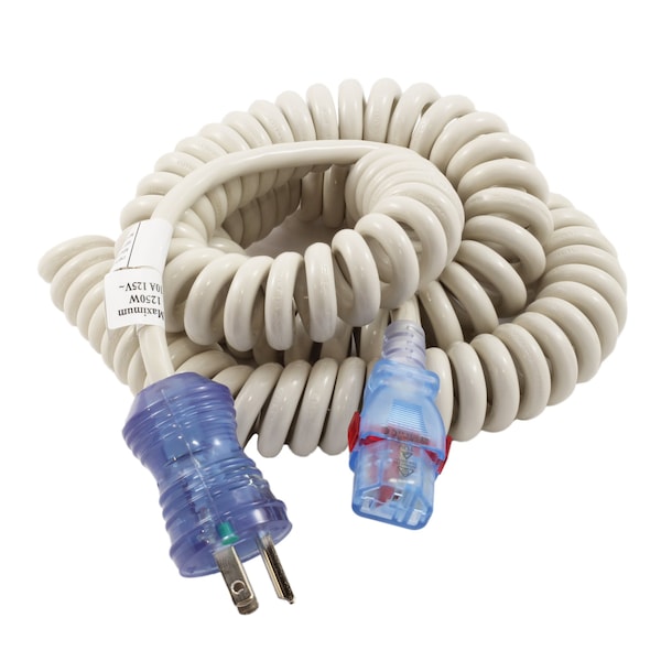 Ac Works up to 10FT 18/3 10A Medical Grade Coiled Cord to Locking IEC C13 - MD195-AL