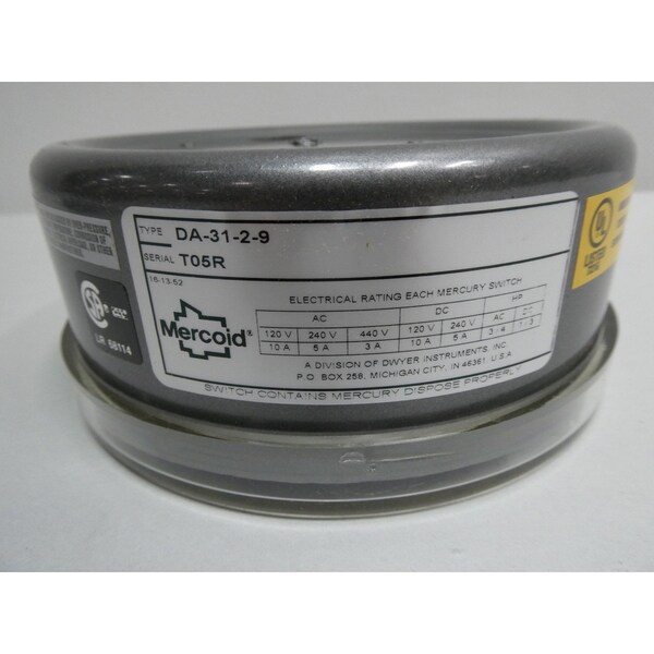 Interruptor de presión Mercoid 10-300 PSI 120/240/440V-AC 120/240V-DC - DA-31-2-9
