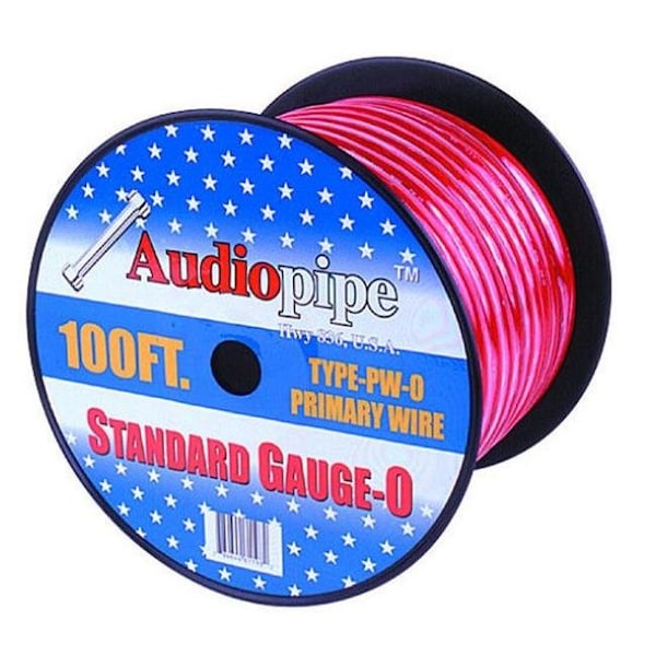 Audiopipe APipe 25ft Roll 0 ga Red Power Wire 4 - PW025RED - PW025RED