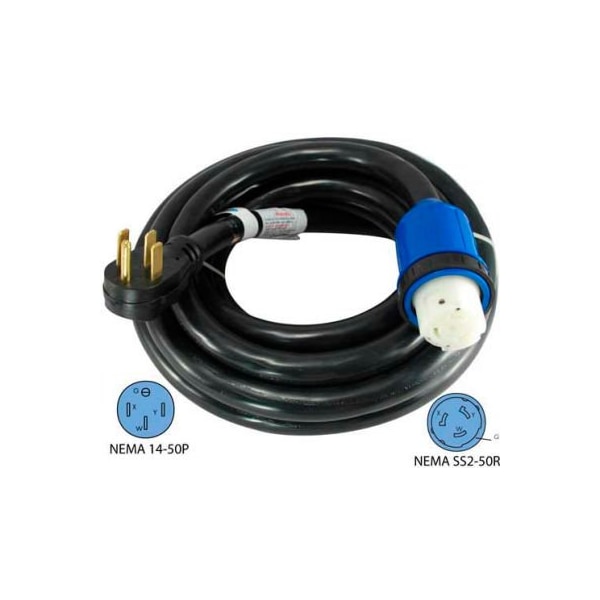 Conntek Conntek 14455-15, 15', 50A, 6/3 + 8/1 STW, RV Detachable Power Cord with NEMA 14-50P to NEMA SS2-50R - 14455-15