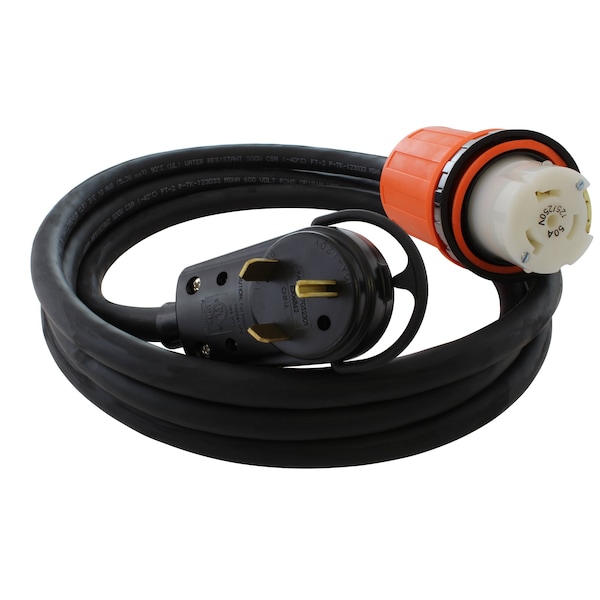 Ac Works 50ft RV 30A TT-30P Plug to SS2-50R RV/Marine 50A Detachable Inlet Connection - TTM50-050