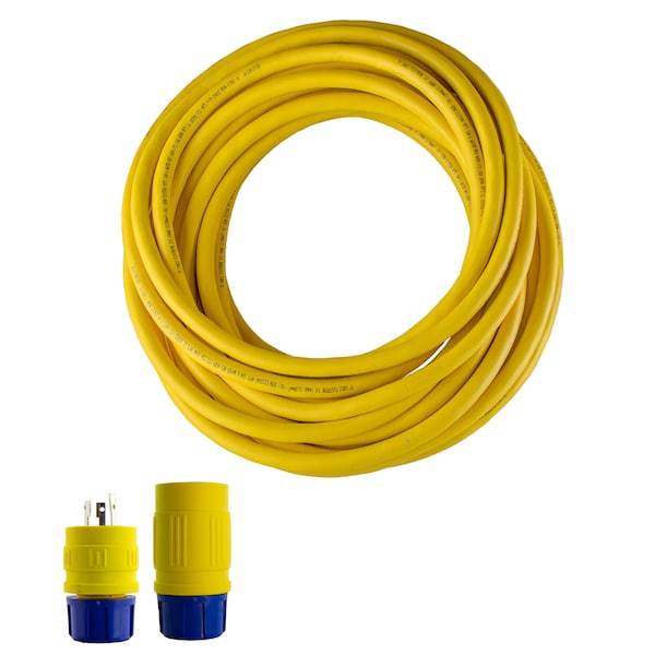 Ericson SOW Extension Cord, 10 AWG, 10/3, 1 Outlets, L5-20C, Yellow, L5-20P, 25 ft - 2310PG103A