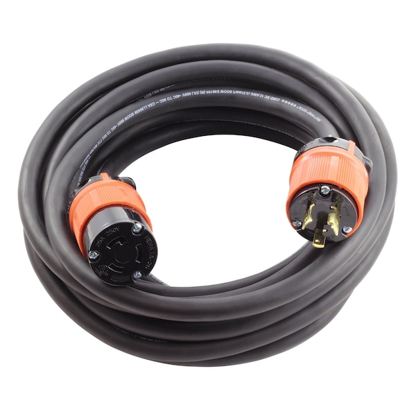 Ac Works SOOW; Cold Weather Extension Cord, 12 AWG, Indoor/Outdoor, 12/3, 1 Outlets, L6-20, Black, Rubber - L620PR-100E
