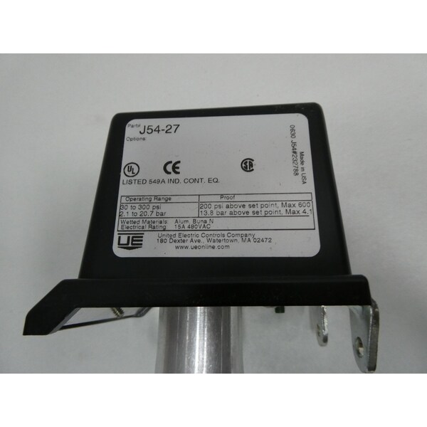 Interruptor de presión UE United Electric de 30-300 PSI y 480V AC - J54-27