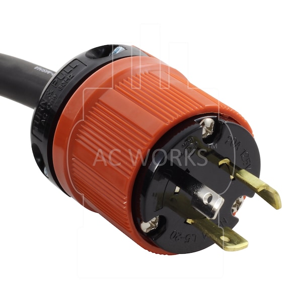 Ac Works SOOW; Cold Weather Extension Cord, 12 AWG, Indoor/Outdoor, 12/3, 1 Outlets, L5-20R, Black, Rubber - L520PR-075E