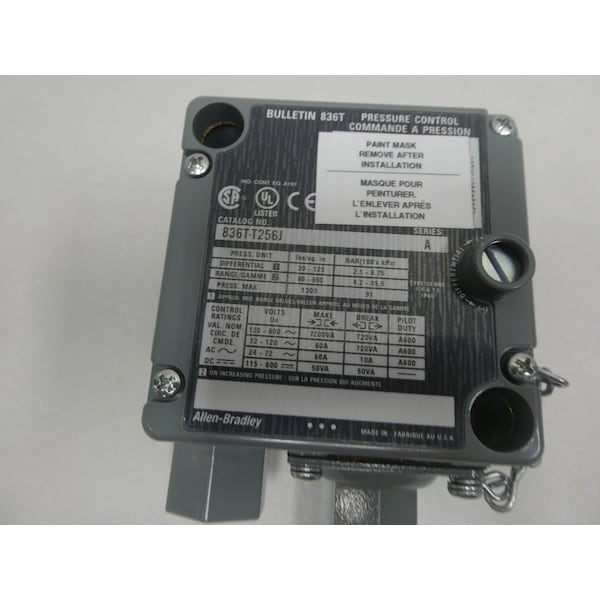 Interruptor de presión Allen Bradley de 60-650 PSI y 120-600V-AC - 836T-T256J