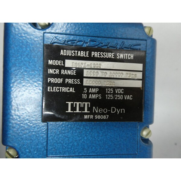 Itt Neo-Dyn Interruptor de presión ajustable de 1000-10000Psi 125/250V-CA - 200P1-8CC3