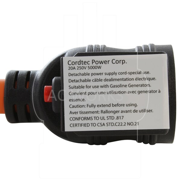 Ac Works 1FT Protective Extender NEMA 6-20P Plug to 6-15/20 Outlet with 20A Breaker - E620CB620