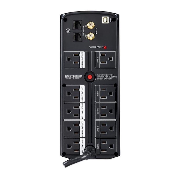 Ezgeneration 6 ft. Black 890 J 10 Outlets Battery Backup & Surge Protector - EZ3306063