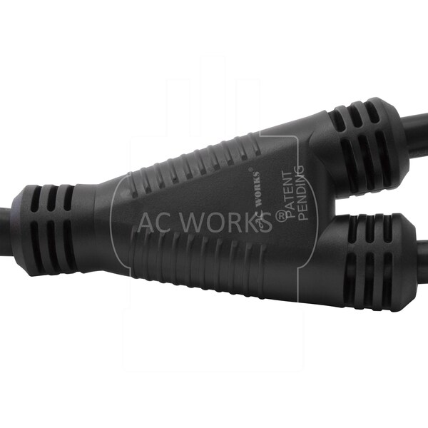 Ac Works 3ft 30A 125/250V NEMA 10-30 3-Prong Dryer Plug to Two NEMA 5-20 Household Connections - 1030Y520-036