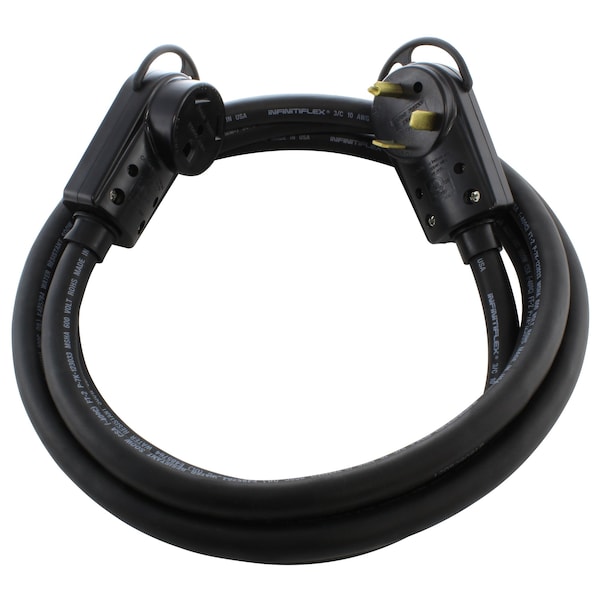 Ac Works SOOW Extension Cord, 10 AWG, Indoor/Outdoor, 10/3, 1 Outlets, Black, Rubber, Nylon, TT-30P, 75 ft - TT30PR-075