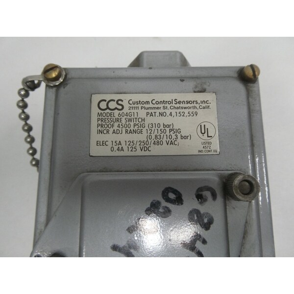 Interruptor de presión Ccs 12-150PSI 125/250/480V-AC 125V-DC - 604G11