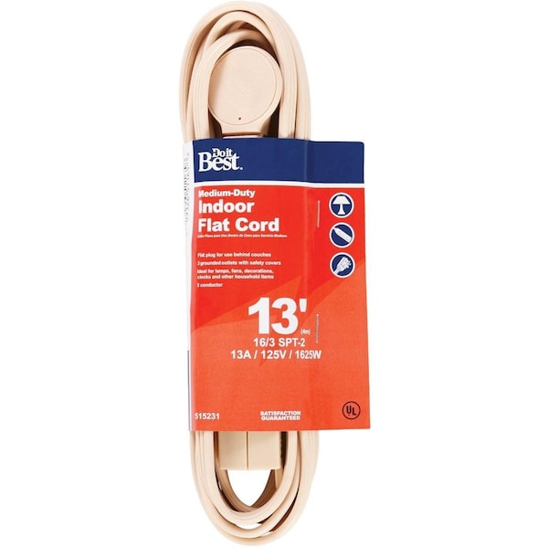 All-Source Extension Cord, 16 AWG, Indoor, 16/3, 13 ft - IPF-PT2163-13-BEG