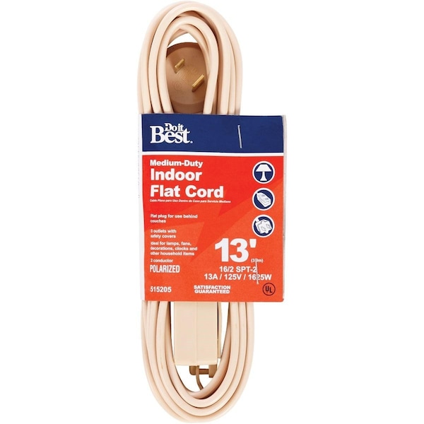 All-Source Extension Cord, 16 AWG, Indoor, 16/2, 13 ft - IN-PT2163-8I-3PK