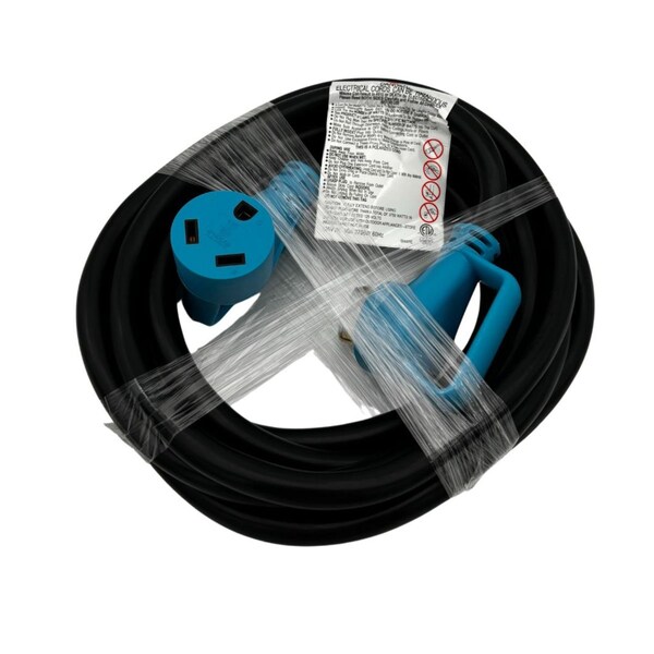 Connecticut Electric Cold Weather Extension Cord, 10 AWG, Indoor/Outdoor, 10/3, Black/Blue, Nylon, 15 ft - HEPC3015PGH