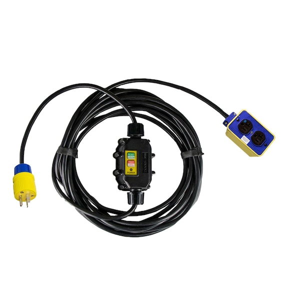 Ericson Inline GFCI GFCI Extension Cord, 12 AWG, 12/3, 5-20R, Black, 5-20P, 25 ft - XG2-12-25B
