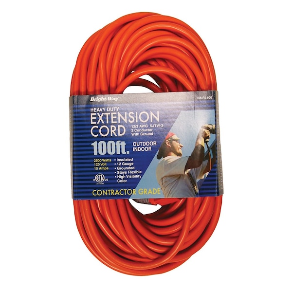 Jones Stephens Extension Cord, 12 AWG, 12/3, Orange, 18.20 in - E25007