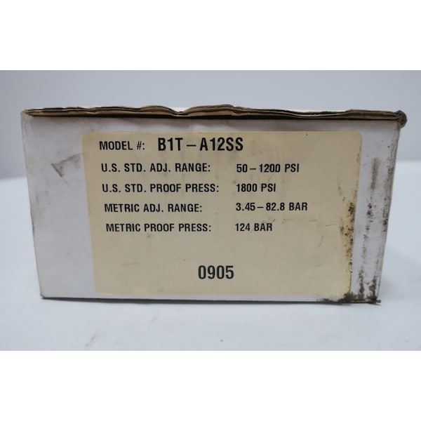 Interruptor de presión Barksdale 50-1200 PSI 125/250/480V-AC - B1T-A12SS