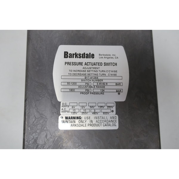 Interruptor de presión Barksdale 50-1200 PSI 125/250/480V-AC - B1T-A12SS