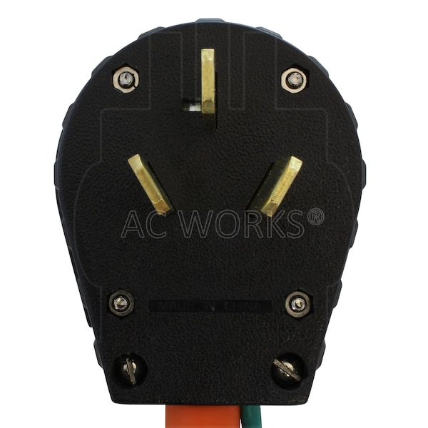 Ac Works 1.5FT 50A 3-Prong 10-50P Range/Welder Plug to Household Outlet with 20A Breaker - S1050CB520