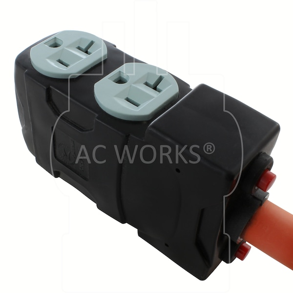 Ac Works 25FT L14-30P 30A 4-Prong Generator Locking Plug to 4 Household Outlets with 24A Breaker - L1430CBF520-025