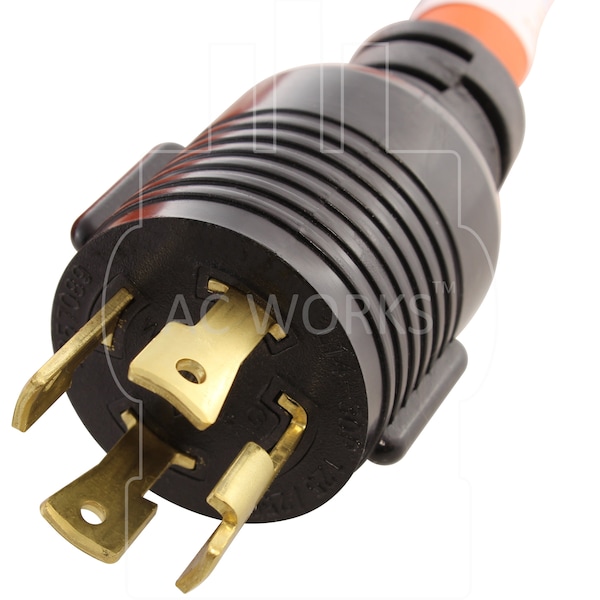 Ac Works 25FT L14-30P 30A 4-Prong Generator Locking Plug to 4 Household Outlets with 24A Breaker - L1430CBF520-025