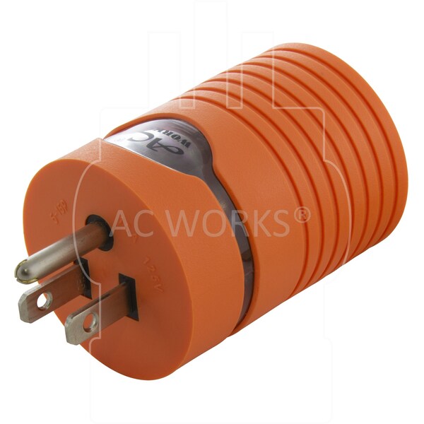 Ac Works 15A Household Plug NEMA 5-15P to Generator 4-Prong 20A L14-20R 2 Hots Bridged - AD515L1420