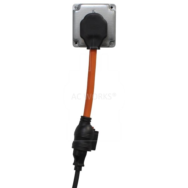 Ac Works 1FT 30A 3-Prong Dryer Plug to 6-15/20 Outlet with 20A Breaker - S1030CB620