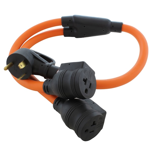 Ac Works 3ft RV 30A TT-30P Plug to Two 5-20R 15/ 20A Household Outlets With 20A Breakers - TTYCB520-036