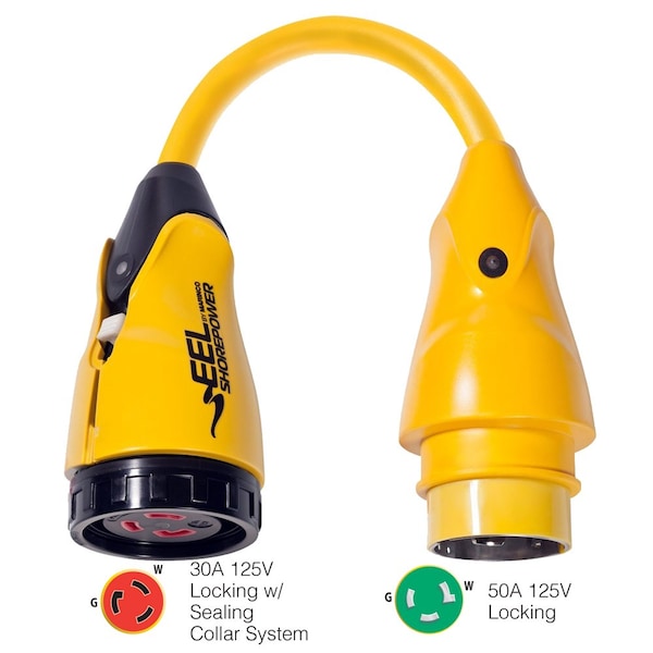 Marinco P503-30 EEL 30A-125V Female to 50A-125V Male Pigtail Adapter - - P503-30