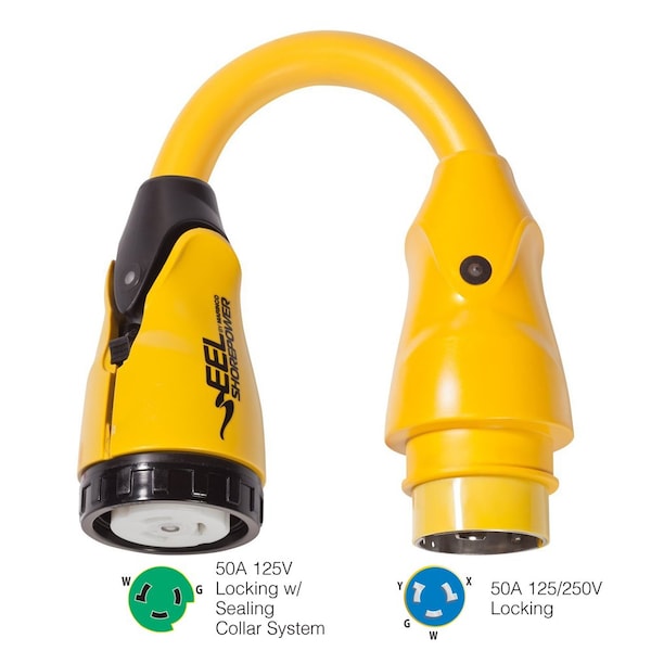 Marinco P504-503 EEL 50A-125V Female to 50A-125/250V Male Pigtail Adap - P504-503