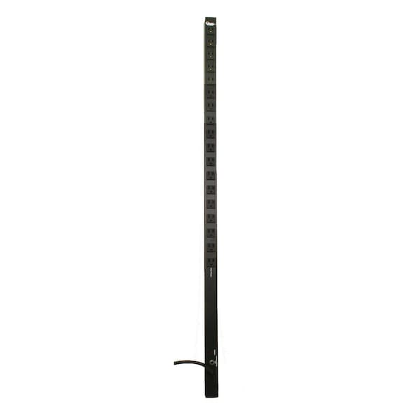 Quest Mfg 4' PDU, 18 Front 120V/15A Outlets with 15' Cord, Aluminium, Black - VPS-1804