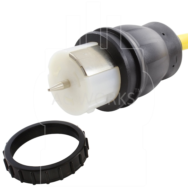 Ac Works 1.5FT Temporary Power RV 30A TT-30P Plug to CS6364 50A Locking Female Adapter - TETT-018