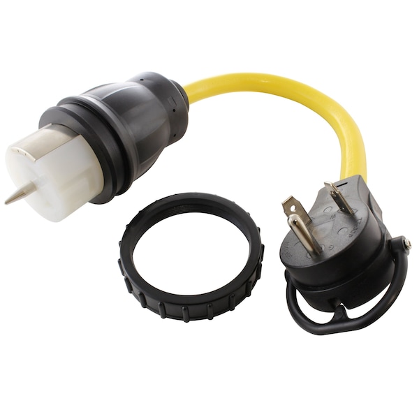 Ac Works 1.5FT Temporary Power RV 30A TT-30P Plug to CS6364 50A Locking Female Adapter - TETT-018