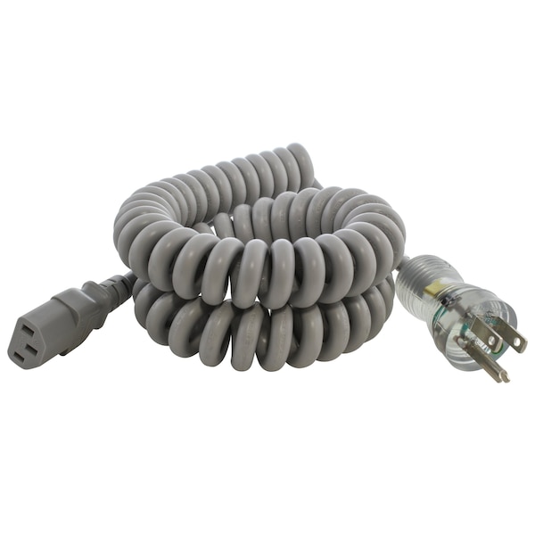 Ac Works UP to 6.5ft 10A 18/3 Coiled Medical Grade Power Cord With C13 Connector - MDC515C13-LN