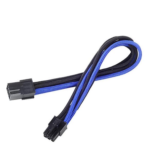 Silverstone 6 Pin 250 mm Power Cable Extender - Black with Blue - PP07-IDE6BA